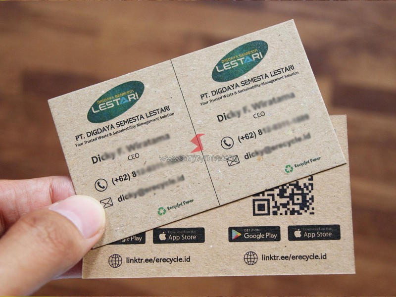Cetak Kartu Nama Daur Ulang - PT Digdaya Semesta Lestari