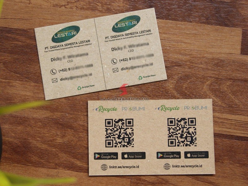 Cetak Kartu Nama Daur Ulang - PT Digdaya Semesta Lestari