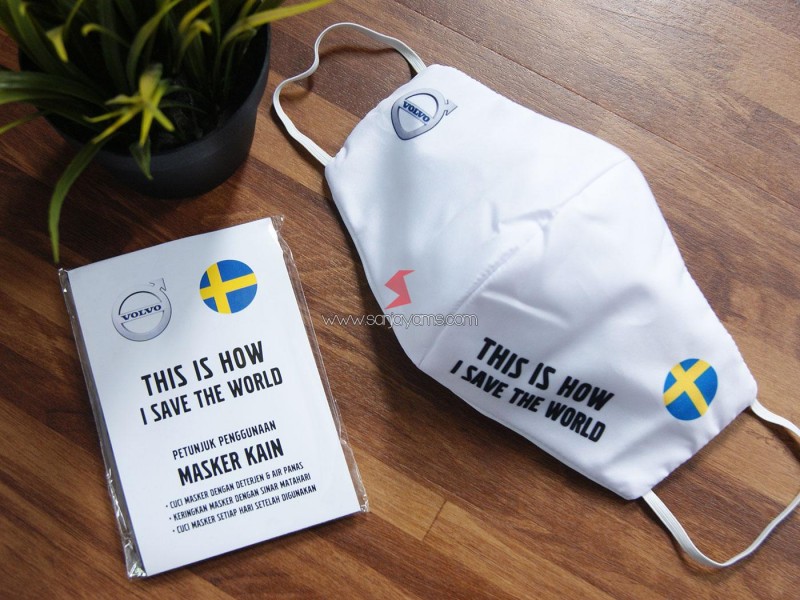 Cetak Masker Kain Printing Premium Volvo