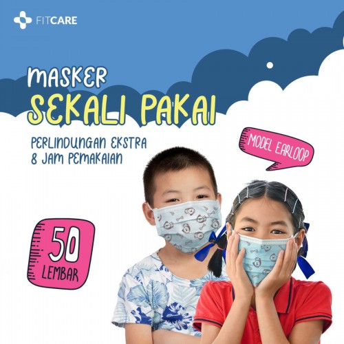Masker Earloop Anak, Masker 3ply, Masker Fitcare, Masker Anti Virus, Masker Sekali Pakai,