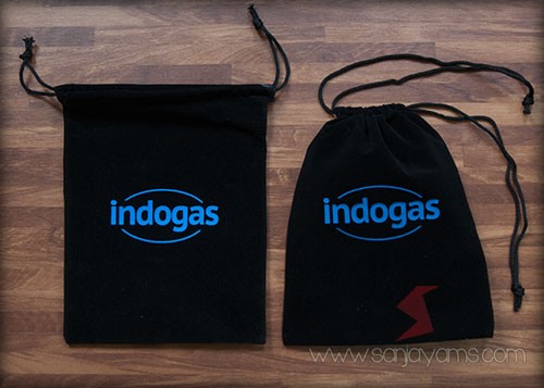 Pouch bahan suede, dengan cetakan sablon 1 warna