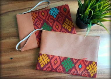 Pouch Kulit Kombinasi Batik