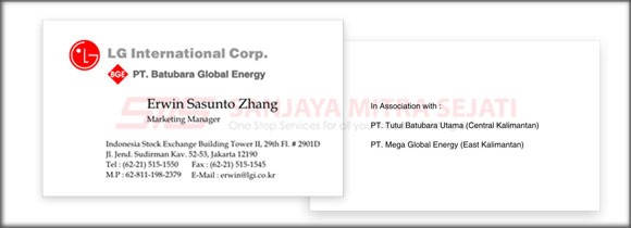 Kartu Nama PT Batubara Global Energy